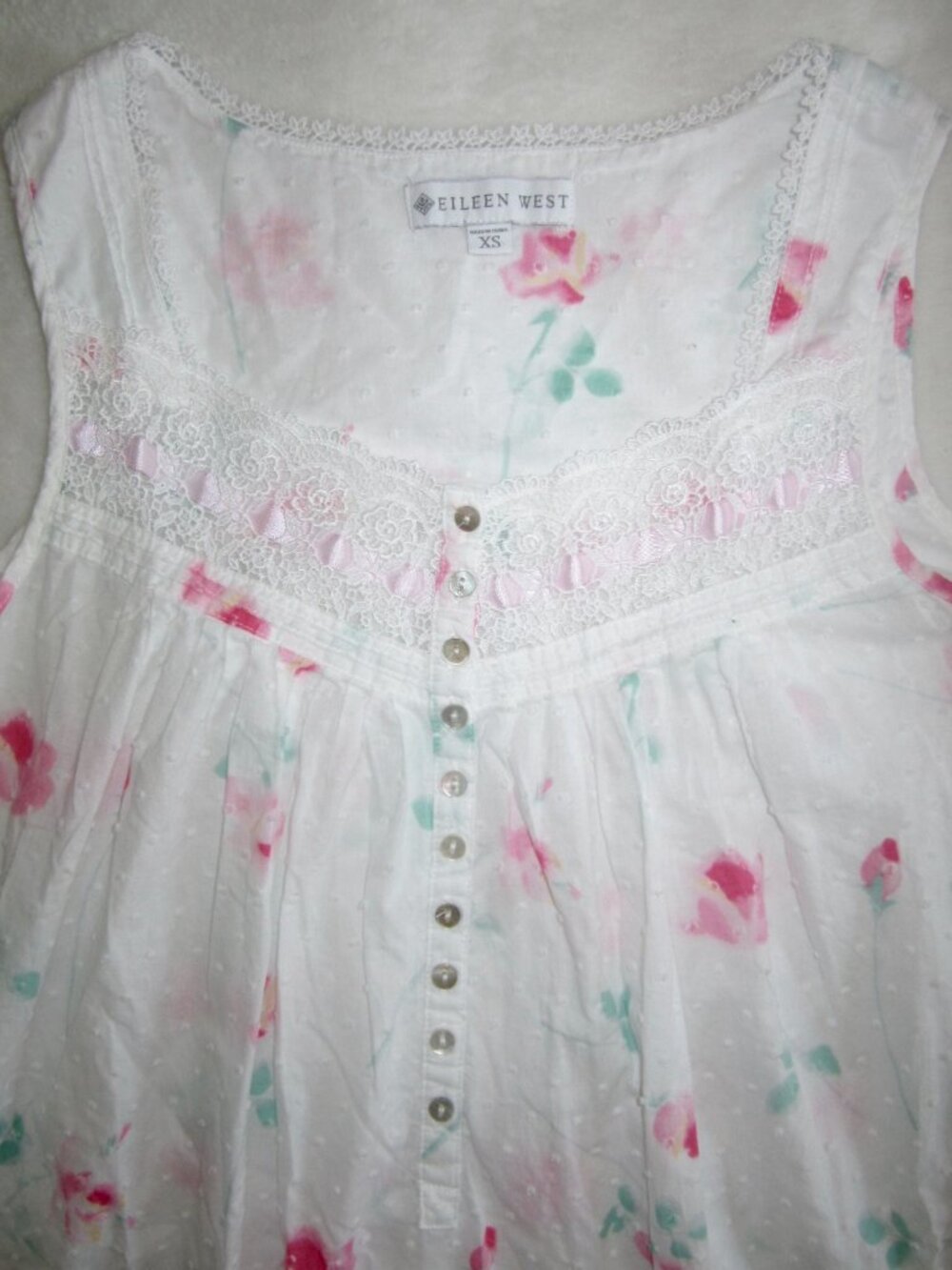 EILEEN WEST Sleeveless Cotton Nightgown Women's XS - Picture 5 of 12